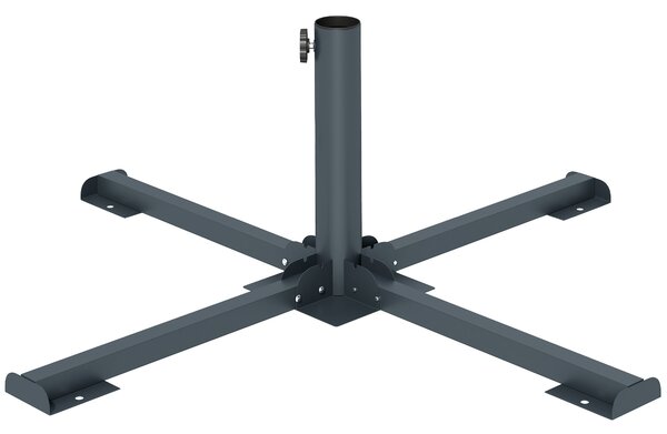 Outsunny Base pieghevole a croce per ombrelloni 38-48 mm, supporto patio, grigio scuro | Aosom Italy