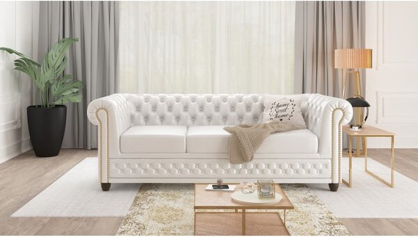 Divano letto bianco in similpelle 203 cm York - Ropez