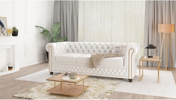 Divano letto bianco in similpelle 203 cm York - Ropez
