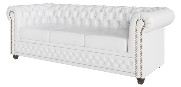Divano letto bianco in similpelle 203 cm York - Ropez