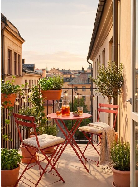 Set da pranzo da giardino color terracotta in acciaio per 2 persone Austin – Bizzotto