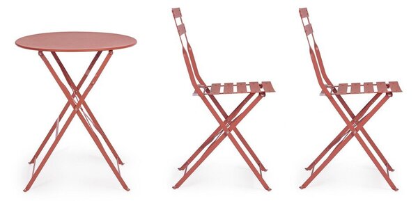 Set da pranzo da giardino color terracotta in acciaio per 2 persone Austin – Bizzotto