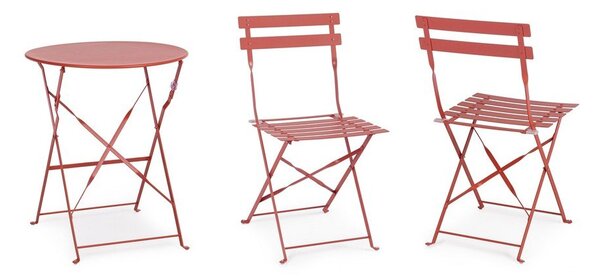 Set da pranzo da giardino color terracotta in acciaio per 2 persone Austin – Bizzotto