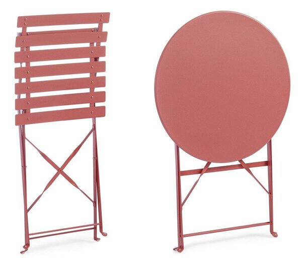 Set da pranzo da giardino color terracotta in acciaio per 2 persone Austin – Bizzotto
