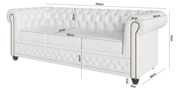 Divano letto bianco in similpelle 203 cm York - Ropez