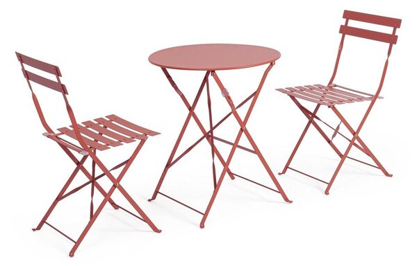 Set da pranzo da giardino color terracotta in acciaio per 2 persone Austin – Bizzotto