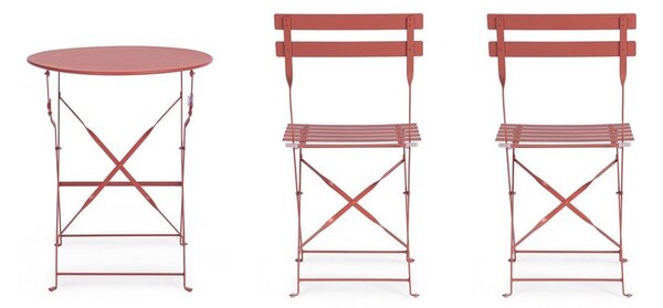 Set da pranzo da giardino color terracotta in acciaio per 2 persone Austin – Bizzotto