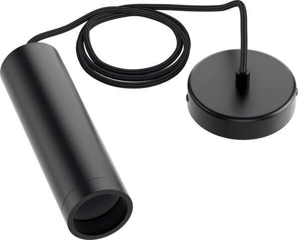 Lampada a sospensione Calex, rotonda, a 1 luce, cilindrica, esclusa lampadina GU10, colore nero