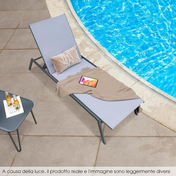 Costway Set di 2 sedia a sdraio da patio lounge con 6 posizioni regolabili, Sedia reclinabile in acciaio resistente e tessuto in PE
