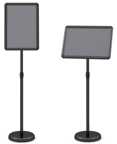 Costway Espositore A4 da terra regolabile metallo base riempibile, Stand per menù poster pubblicità ristorante ufficio esterno 87-137 cm 2 Pezzi Nero