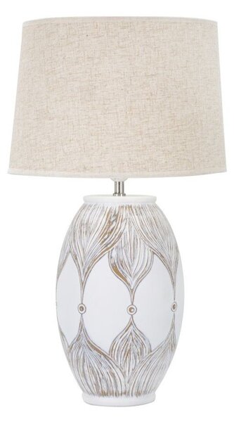 Lampada da tavolo bianca/beige con paralume in tessuto (altezza totale 67 cm) Atene – Mauro Ferretti