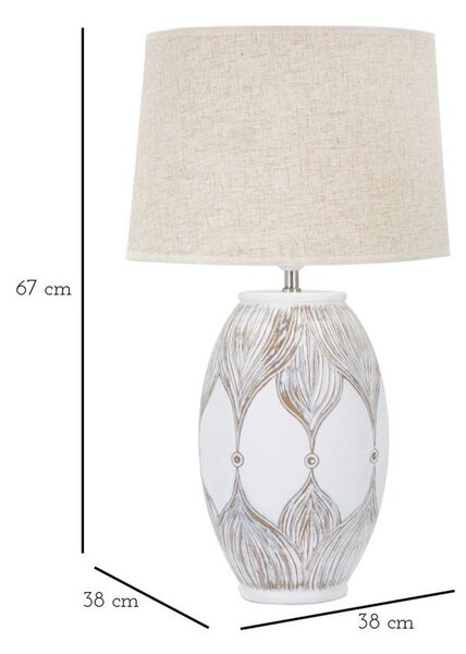 Lampada da tavolo bianca/beige con paralume in tessuto (altezza totale 67 cm) Atene – Mauro Ferretti