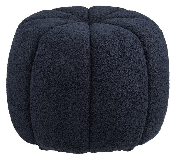 Poggiapiedi blu scuro con rivestimento in bouclé Paisley – House Nordic