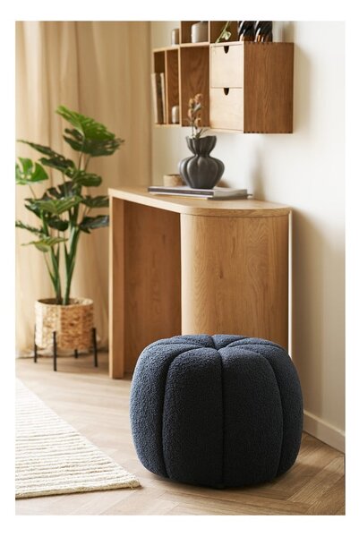 Poggiapiedi blu scuro con rivestimento in bouclé Paisley – House Nordic