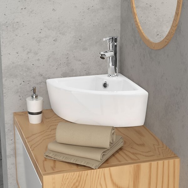LuxeBath Lavabo Lavabo da appoggio Square, 46x33x13 cm, bianco, Vetroceramica