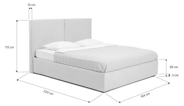 Letto matrimoniale imbottito beige con contenitore con rete inclusa 160x200 cm Thessa Bold – Bonami Selection