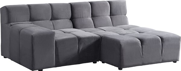 Home Deluxe Divano componibile ORLENA - L destra antracite |divano ad angolo, tessuto in velluto, divano in velluto, divano componibile