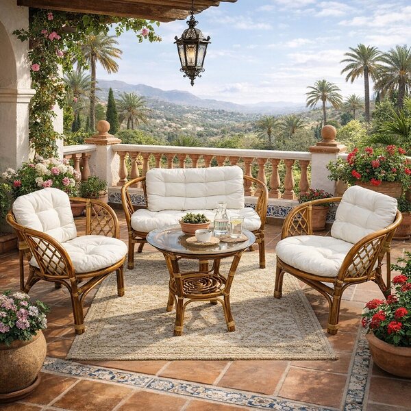 Set da giardino in rattan Bahama 10 pezzi naturale