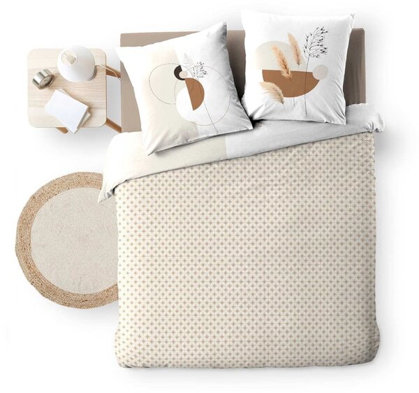 Set copripiumino e federa bianco/beige in cotone per letto matrimoniale ed esteso 240x220 cm Natacha – douceur d'intérieur