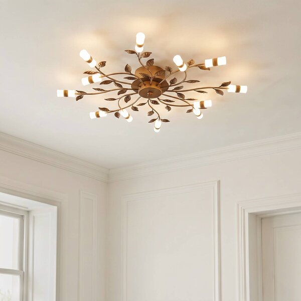 Plafoniera a LED Bentas Lindby, Bronzo / Ottone antico, Soggiorno / Sala da pranzo, Metallo, Fiorentino, Plafoniera LED