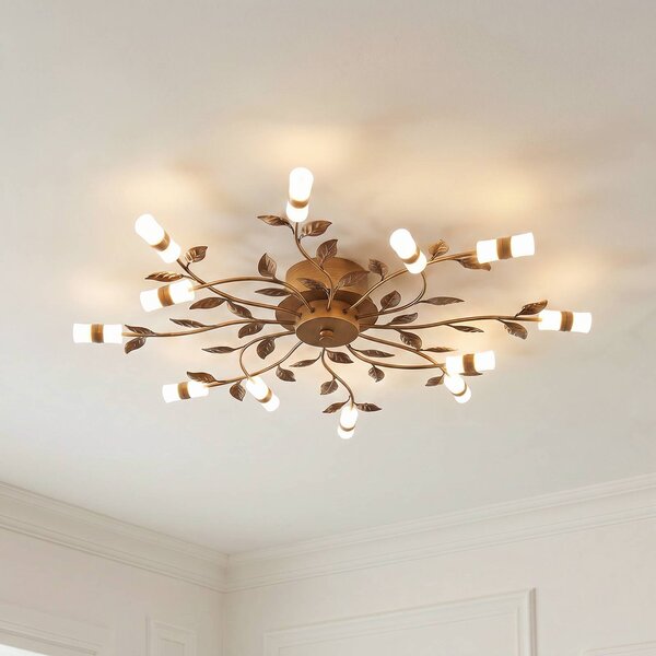 Plafoniera a LED Bentas Lindby, Bronzo / Ottone antico, Soggiorno / Sala da pranzo, Metallo, Fiorentino, Plafoniera LED