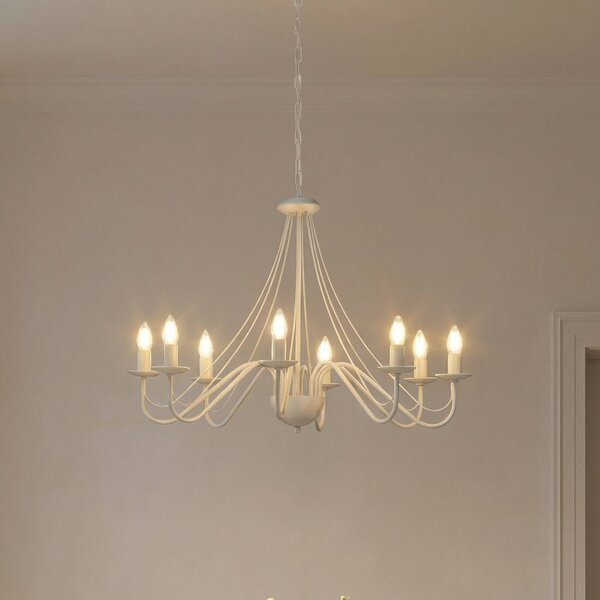 Lampadario Malbo, bianco, metallo, a 8 luci, E14 Malbo HELAM, dimmerabile, Bianco / Opale, Soggiorno / Sala da pranzo, Metallo, Moderno