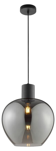 Lampada a sospensione Ligari, 35 cm, nera/vetro fumé, attacco E27, 20W, grado di protezione IP20, per uso interno