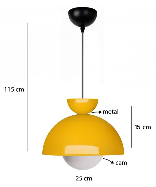Lampadario giallo con paralume in metallo ø 25 cm Arta – Opviq lights