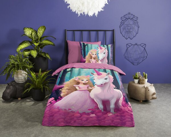 Set copripiumino e federa da bambini rosa in microfibra per letto singolo ed esteso 140x220 cm Julia – Good Morning