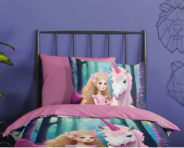Set copripiumino e federa da bambini rosa in microfibra per letto singolo ed esteso 140x220 cm Julia – Good Morning