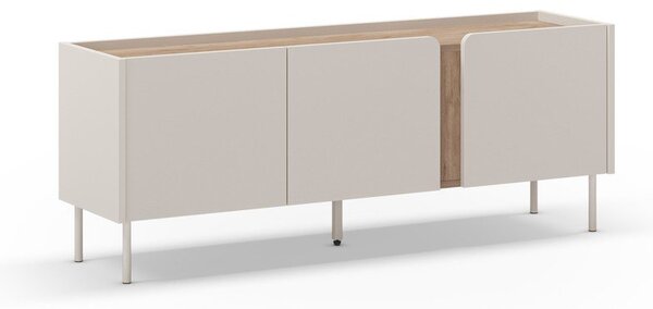 Mobile TV effetto rovere in colore crema-naturale 140x53x35 cm Lucile - Marckeric