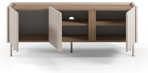 Mobile TV effetto rovere in colore crema-naturale 140x53x35 cm Lucile - Marckeric