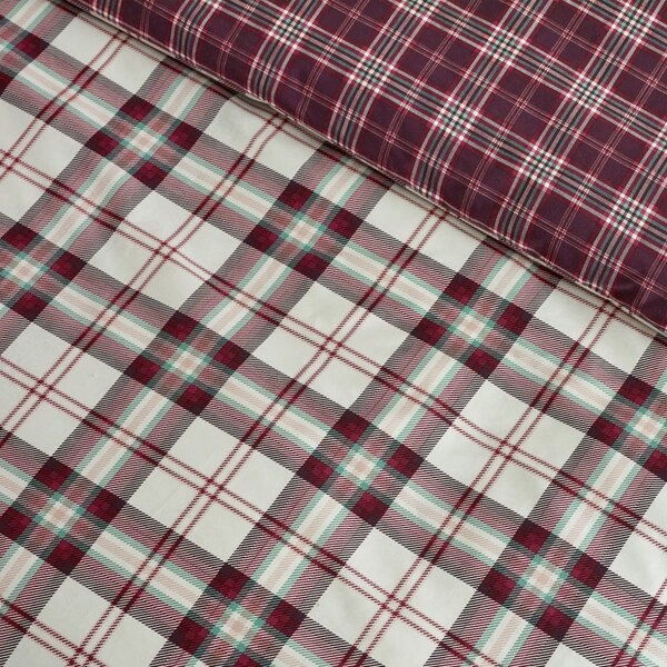 Set copripiumino e federa burgundy per letto singolo 135x200 cm Kelso Check – Catherine Lansfield