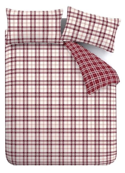 Set copripiumino e federa burgundy per letto singolo 135x200 cm Kelso Check – Catherine Lansfield