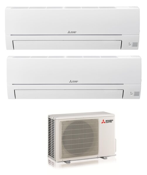 MITSUBISHI Climatizzatore Dual Split Inverter 9000+12000 Btu Condizionatore con Pompa di Calore Classe A++/A+ Gas R32 Wi-Fi (Unit Interna + Unit 