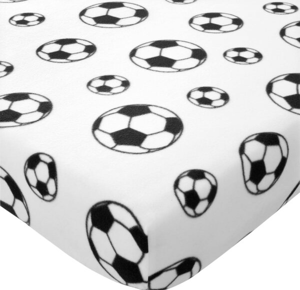 Lenzuolo con angoli per bambini bianco in vello per letto singolo 90x190 cm Football – Catherine Lansfield