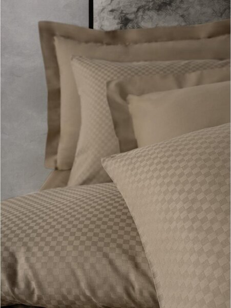 Set copripiumino e federa marrone in cotone renforcé per letto singolo 140x200 cm Checkered – Mila Home Luxury