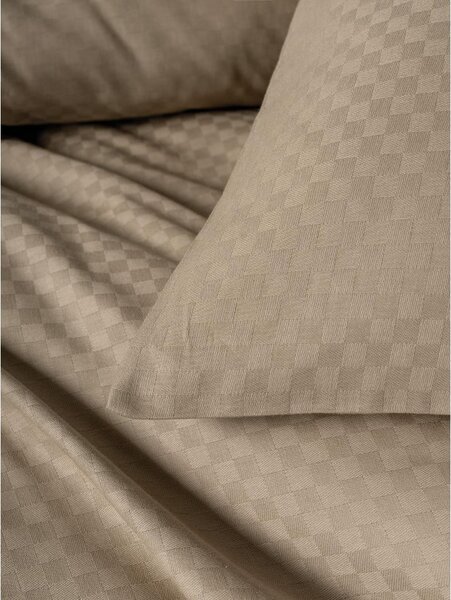 Set copripiumino e federa marrone in cotone renforcé per letto singolo 140x200 cm Checkered – Mila Home Luxury