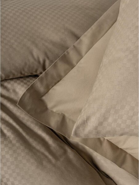 Set copripiumino e federa marrone in cotone renforcé per letto singolo 140x200 cm Checkered – Mila Home Luxury