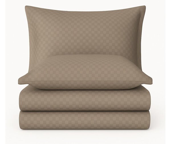 Set copripiumino e federa marrone in cotone renforcé per letto singolo 140x200 cm Checkered – Mila Home Luxury