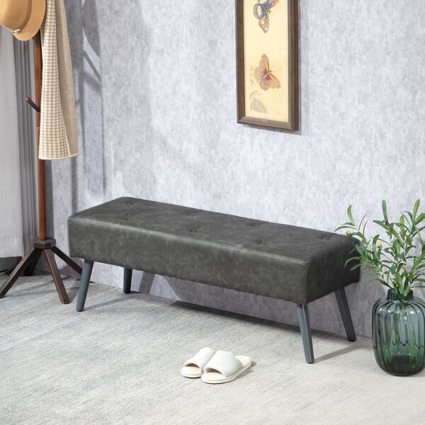 HOMCOM Panca Imbottita per Camera con Gambe in Legno 114x38x42 cm - Grigio | Aosom Italy