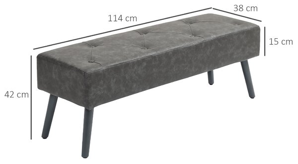 HOMCOM Panca Imbottita per Camera con Gambe in Legno 114x38x42 cm - Grigio | Aosom Italy
