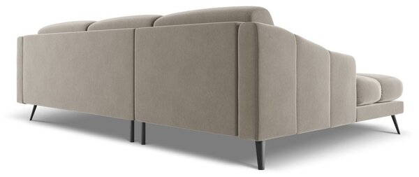 Divano angolare beige (con penisola a sinistra) con rivestimento in velluto Nalu – Makamii