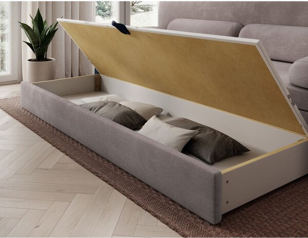Divano marrone allungabile/con contenitore e rivestimento in velluto a coste 236 cm Elioss – ELTAP