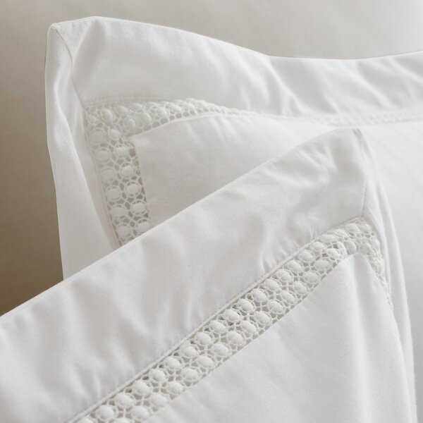 Set copripiumino e federa bianco in cotone per letto matrimoniale 200x200 cm Oxford Lace Trim – Bianca