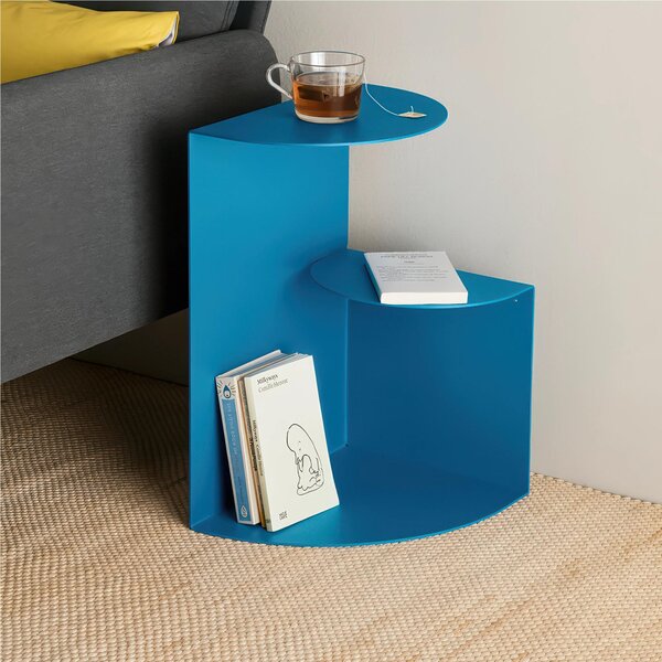 Sidetable SLOPE dal design minimal e moderno Dimensioni 37x38xh 50 cm che pu� essere utilizzato sia come tavolino di servizio lato divano sia come semplice comodino colore Blu Lago