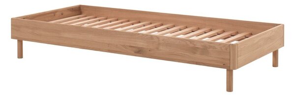 Letto singolo di colore naturale in rovere massiccio senza testiera con rete inclusa 90x200 cm Forrest – Vipack