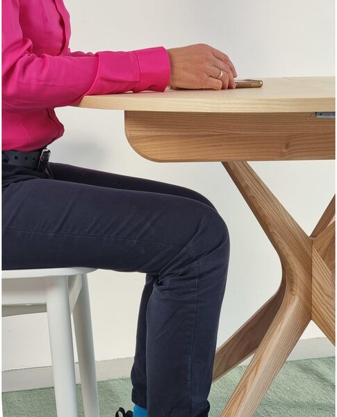 Tavolo da pranzo rotondo in frassino massiccio allungabile con estensione ø 90 cm Jubi – Ragaba