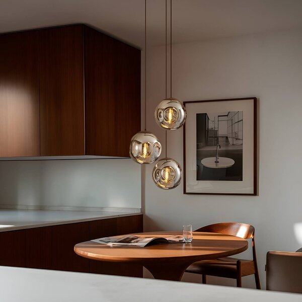 Lampada a sospensione in vetro Valentina Lindby, dimmerabile, Alluminio / Grigio / Zincato, Soggiorno / Sala da pranzo, Vetro, Design, Lampada a sospensione