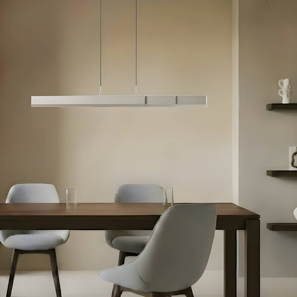 Lucande Lampada a sospensione LED Torven, alluminio, CCT, estensibile Torven Lucande, dimmerabile, Alluminio / Grigio / Zincato, Soggiorno / Sala da pranzo, Metallo, Moderno
